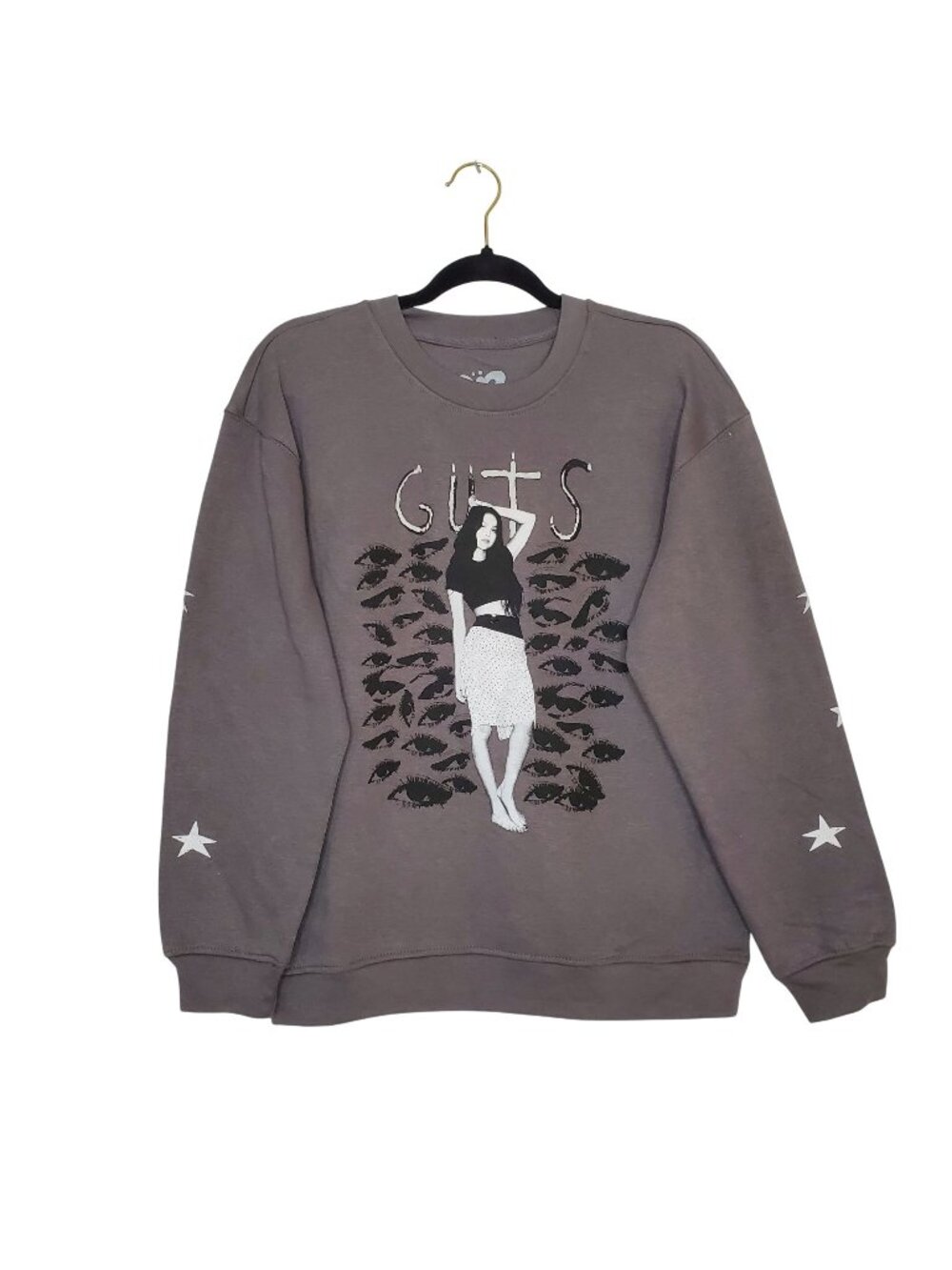 Olivia Rodrigo Girls Graphic Guts Sweatshirt Crewneck Pullover XXL Gray Stars